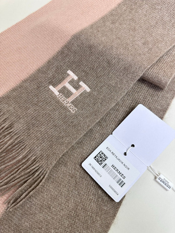 SCIARPA IN MAGLIA 180 IN CASHMERE GRIGIO MISTO ROSA CHIARO