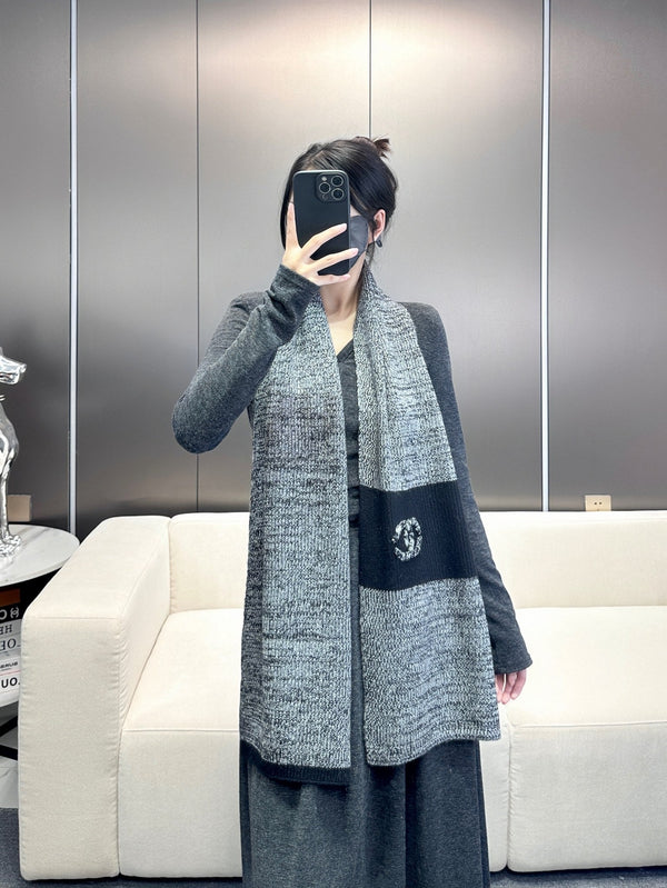 SCIARPA 180 CM IN CASHMERE NERO MIX GRIGIO SQUALO 389977