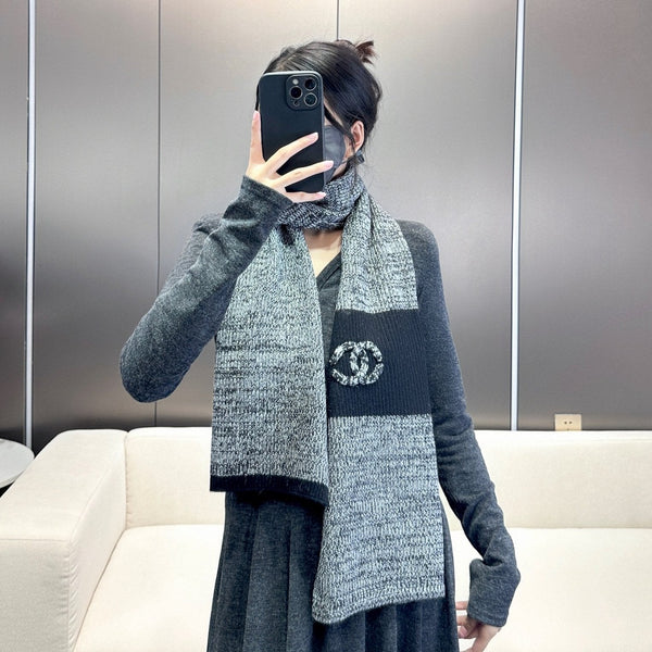 SCIARPA 180 CM IN CASHMERE NERO MIX GRIGIO SQUALO 389977