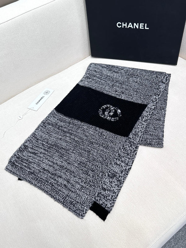 SCIARPA 180 CM IN CASHMERE NERO MIX GRIGIO SQUALO 389977