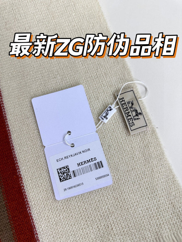 Scarf 180 CM In White Mix Red Khaki Green Cashmere  401086