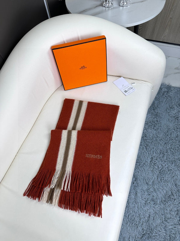 Scarf 180 CM In Red Mix White Khaki Green Cashmere 401087