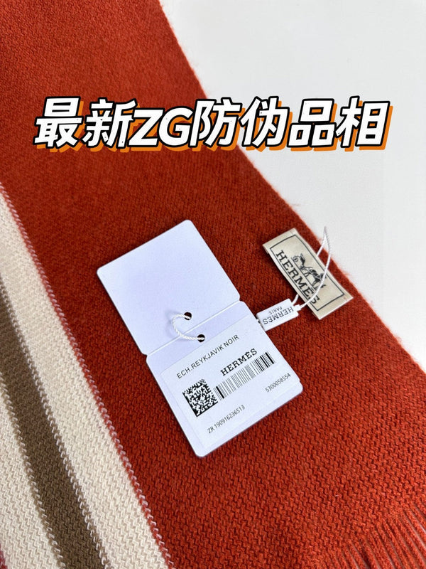 Scarf 180 CM In Red Mix White Khaki Green Cashmere 401087