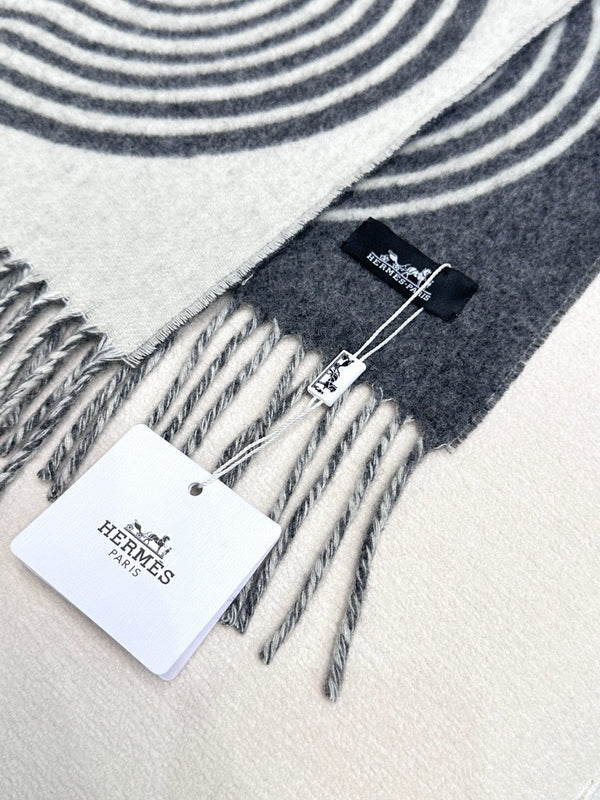 Scarf 180 CM Black Mix White Cashmere