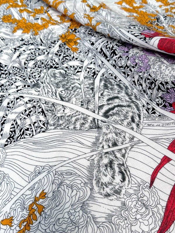 Square Scarf 135CM In Black White Colorful Cashmere And Silk