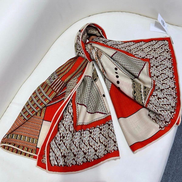 Scarf 140 CM In Orange Red Colorful Silk