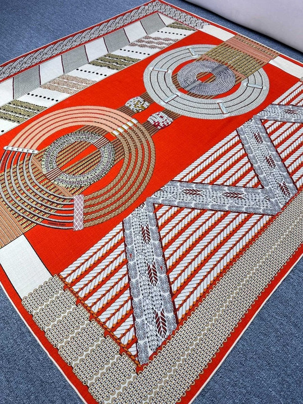 Scarf 140 CM In Orange Red Colorful Silk