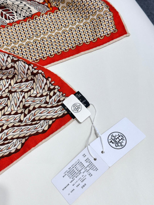 Scarf 140 CM In Orange Red Colorful Silk