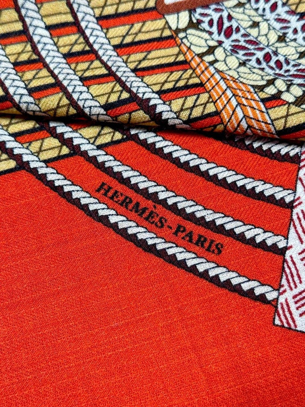 Scarf 140 CM In Orange Red Colorful Silk