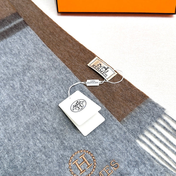 Scarf 180 CM Brown Grey Cashmere