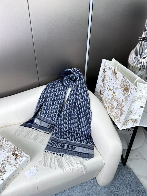 SCIARPA IN CASHMERE MONOGRAM BLU NAVY 413719