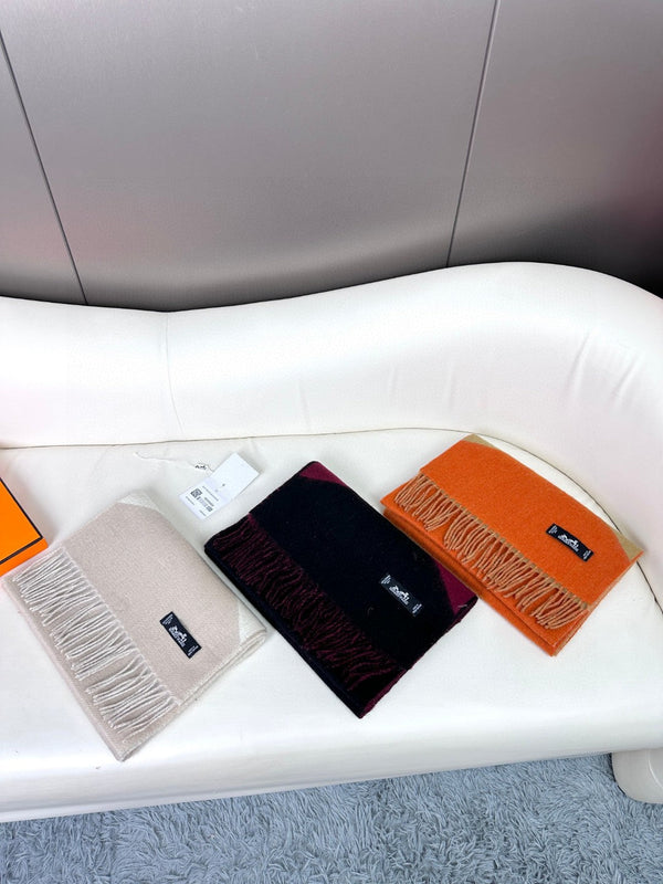 Scarf 190 CM Orange Mix Light Brown Wool Soft