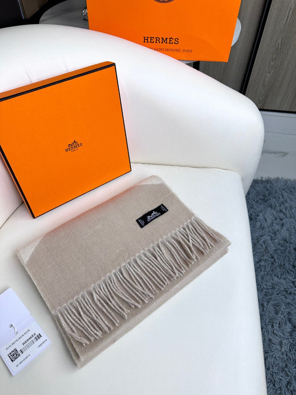 Scarf 190 CM Light Brown Mix White Wool Soft