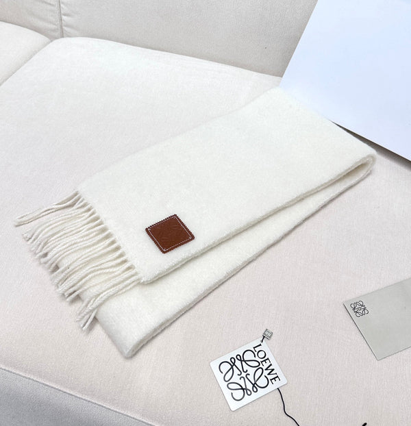 SCARF 185 CM IN WHITE MOHAIR AND WOOL 413753