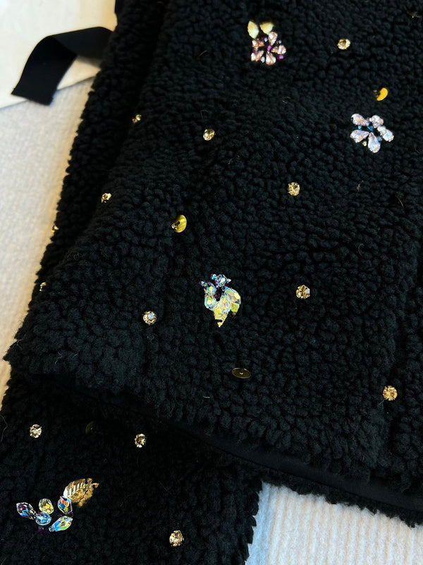 CC 25SS Short Sleeves Flower Knitted In Black Wool 229493