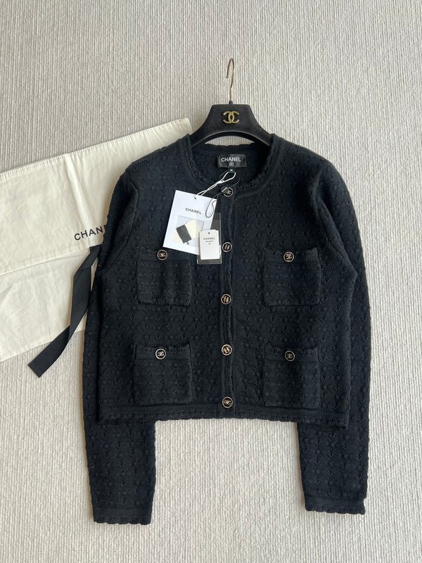 Chanel 25P Cardigan Black Cashmere 220195