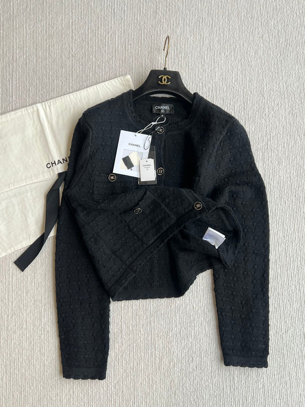 Chanel 25P Cardigan Black Cashmere 220195