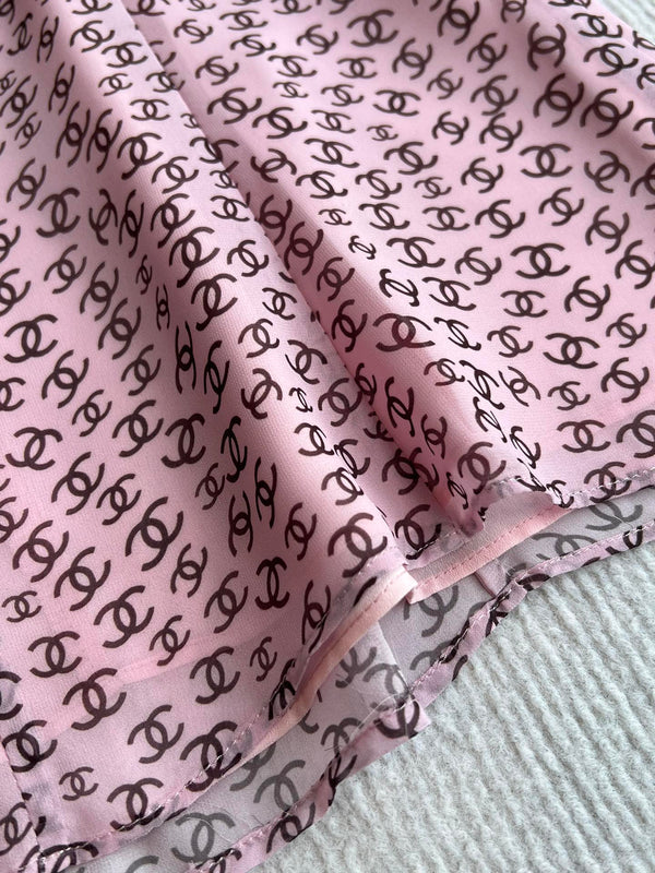 CC Suspender Dress Pink Polyester Linen