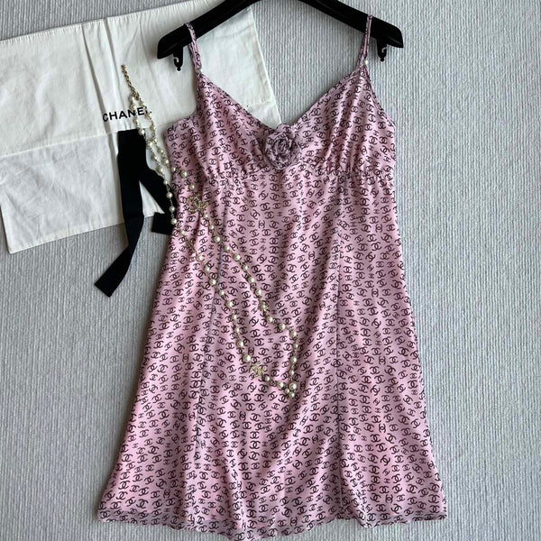 CC Suspender Dress Pink Polyester Linen