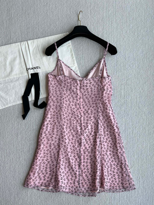 CC Suspender Dress Pink Polyester Linen