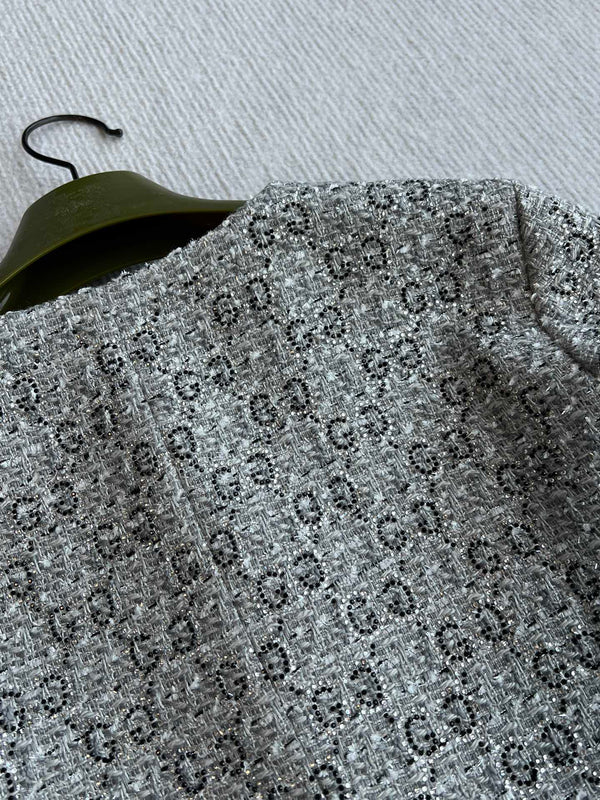 Gucci 25 Diamond Round Neck Jacket Gray Viscose