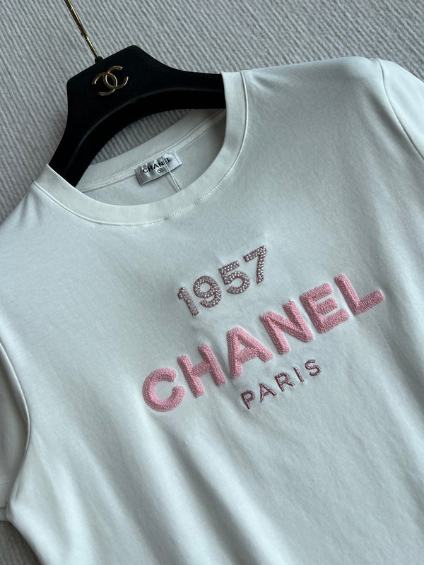 CC 25 Embroidery Round Neck Sleeved Short Cotton