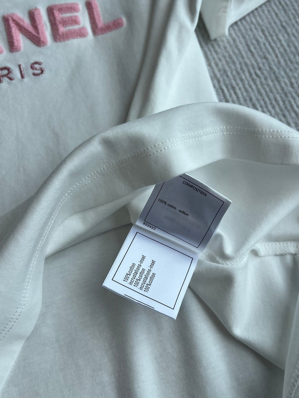 CC 25 Embroidery Round Neck Sleeved Short Cotton