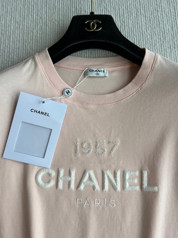 CC 25 Embroidery Round Neck Sleeved Short Cotton