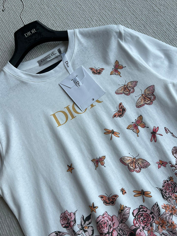 CD 25 Butterfly Short-sleeved T-shirt White