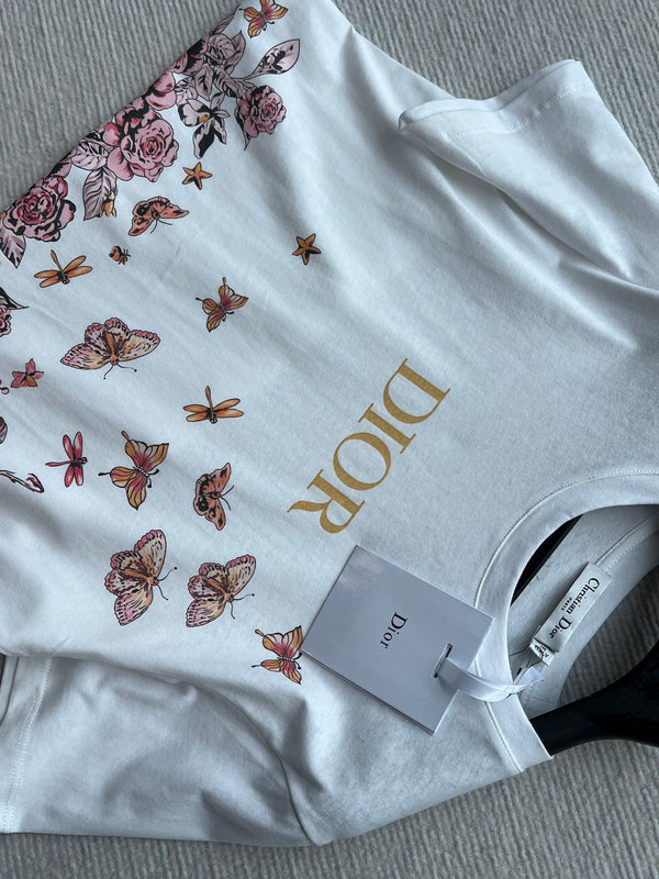 CD 25 Butterfly Short-sleeved T-shirt White