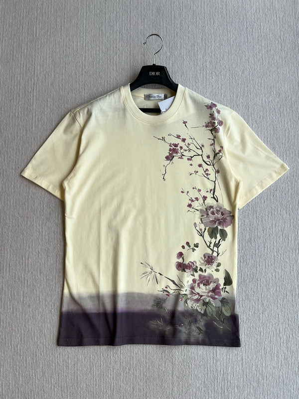 CD 25 Plum Blossom Floral Short-sleeved Top Cotton