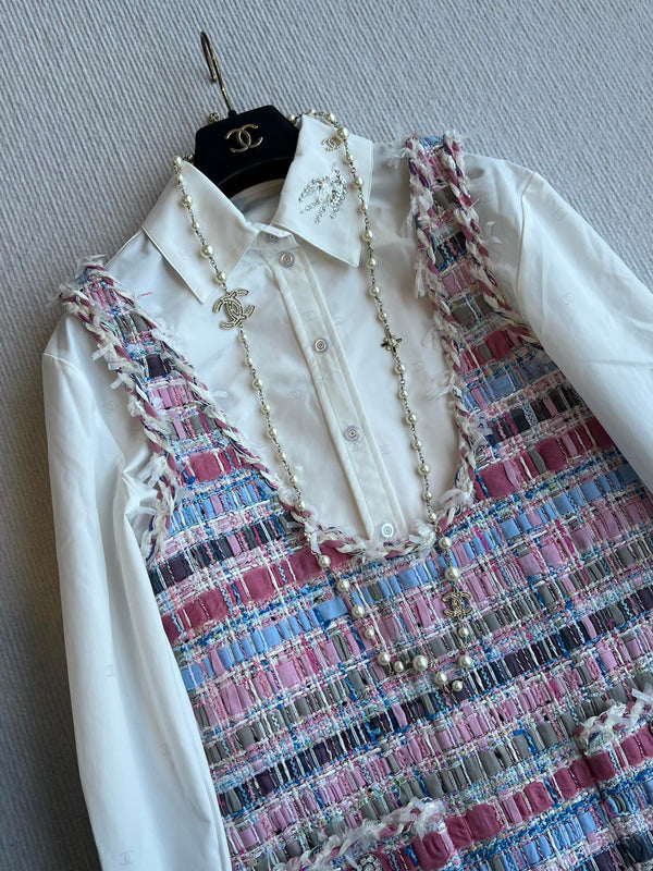 CC 25SS Abito scollo a V con nastri con nappe intrecciate a mano Colorato 277225