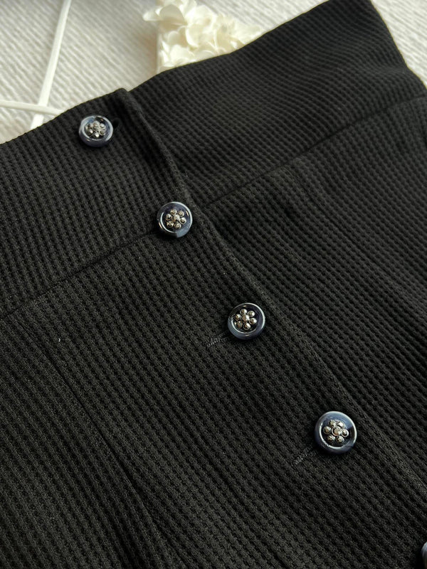 CC 25 Splicing Tube Top Camisole Black and White Mixed Fiber Waffle Jacquard Fabric 275554