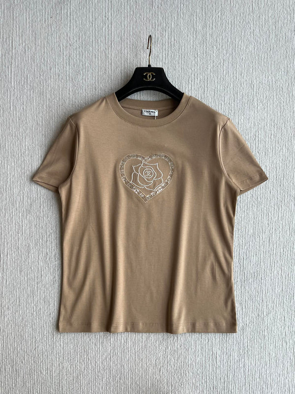 CC 25 Embroidered Beaded Short Sleeve Top Cotton