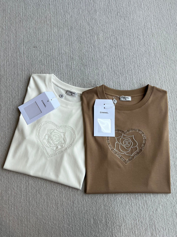 CC 25 Embroidered Beaded Short Sleeve Top Cotton