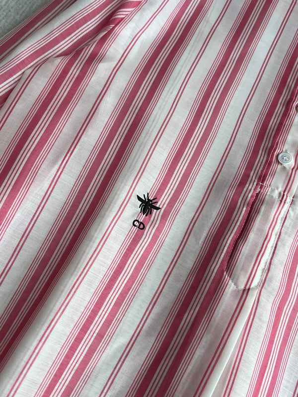 CD 25 Striped Shirt Pink White Cotton