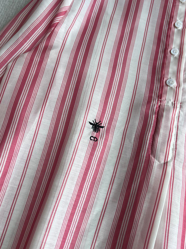 CD 25 Striped Shirt Pink White Cotton