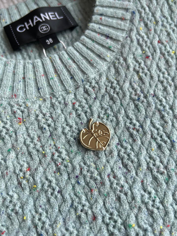 CC 25A Round Neck Sleeveless Vest In Turquoise Wool 269548