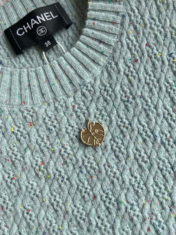 CC 25A Round Neck Sleeveless Vest In Turquoise Wool 269548