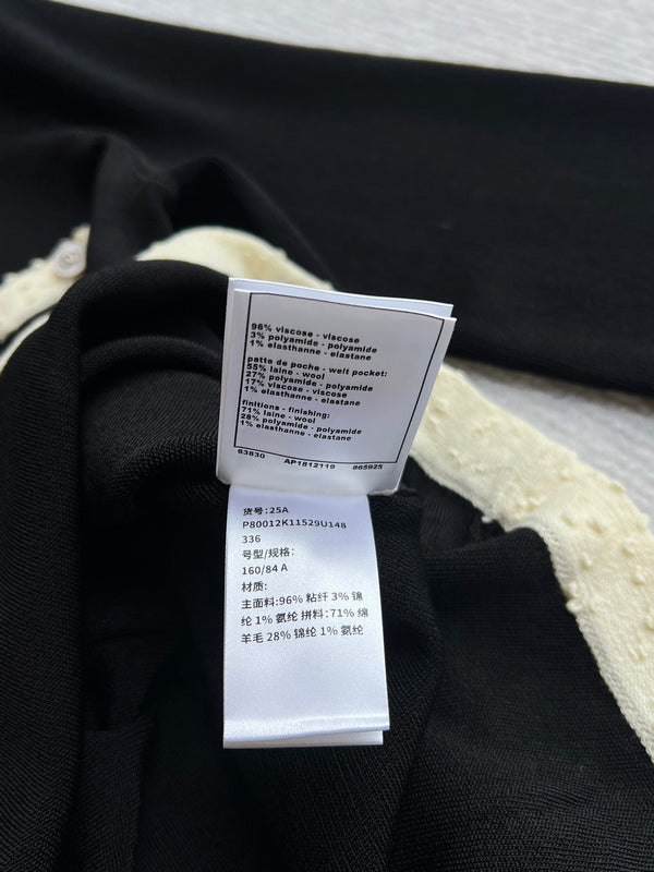 CC 25A Babydoll Dress Viscose Pure Black With White Threaded Edging  277247