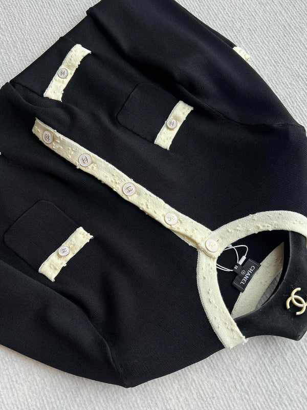 CC 25A Babydoll Dress Viscose Pure Black With White Threaded Edging  277247