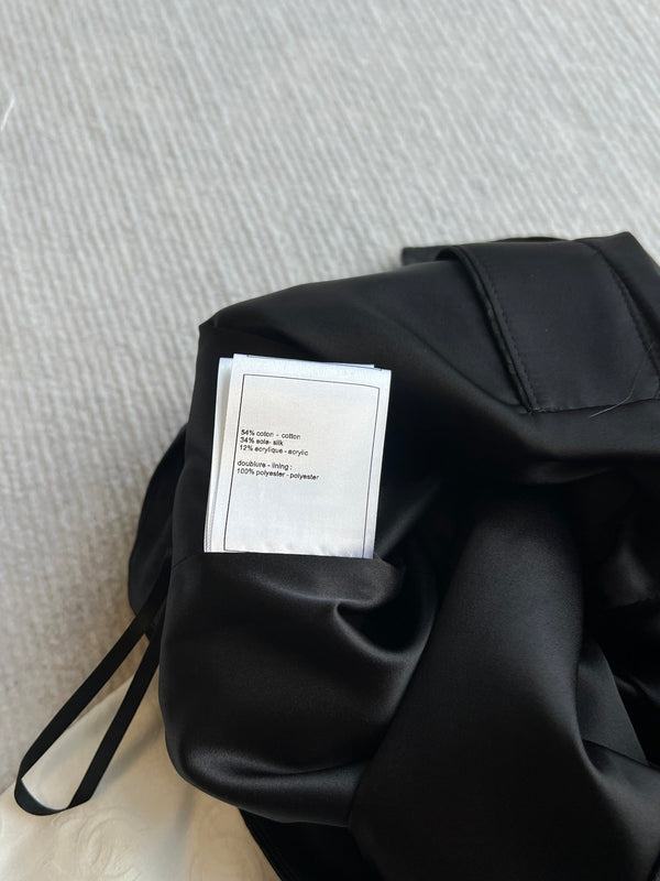 CC 25SS Double C Plaid Wide-Leg Pants In Black and White Silk 277145