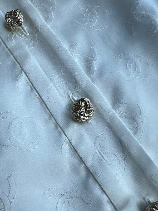 CC 25SS Round Neck Jacket in White Silk Jacquard  277155