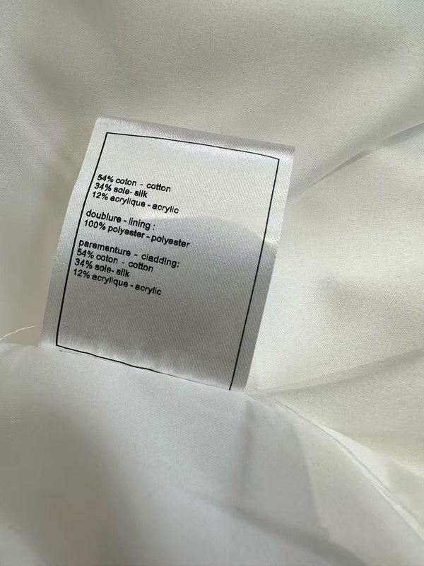 CC 25SS Round Neck Jacket in White Silk Jacquard  277155