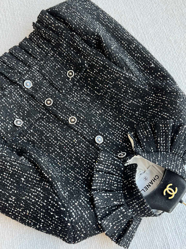 Giacca con paillettes CC 25 in tweed nero 277169