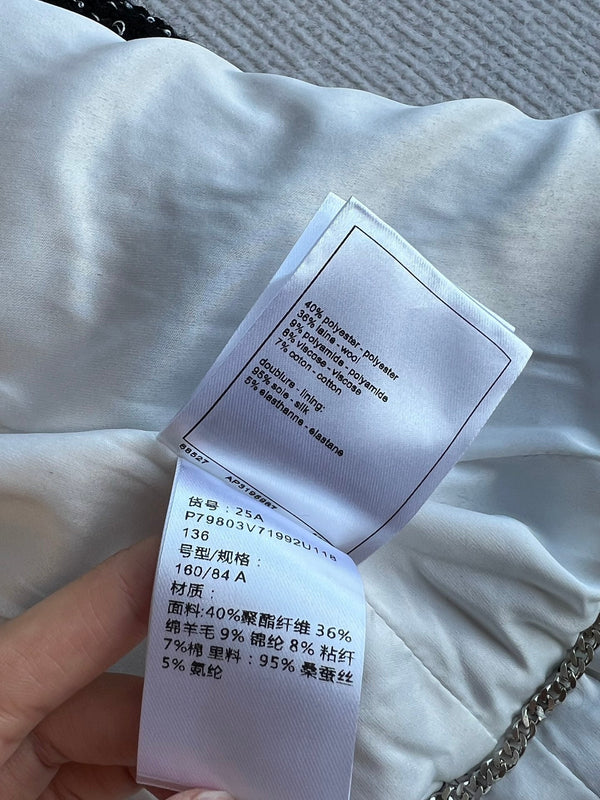 CC 25SS Round Neck Jacket in White Silk Jacquard  277155