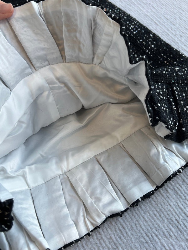 Gonna con paillettes CC 25 in tweed nero 277170