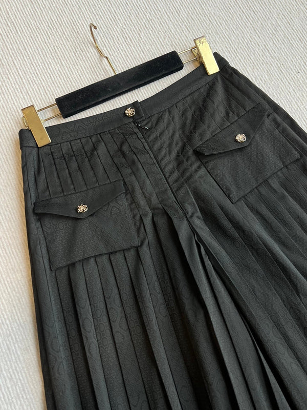 CC 25 Pleated Pants Black Silk