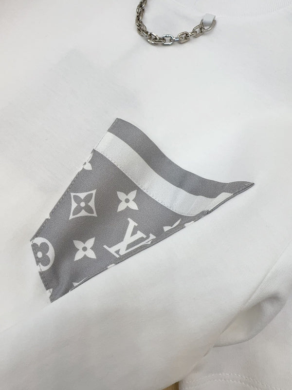 LV 25 Neck T-shirt White Mix Grey Cotton