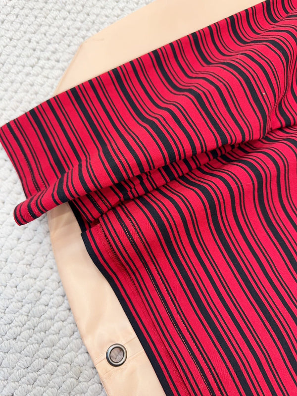 Miumiu 2025 Striped Long-sleeved T-shirt Red Cotton